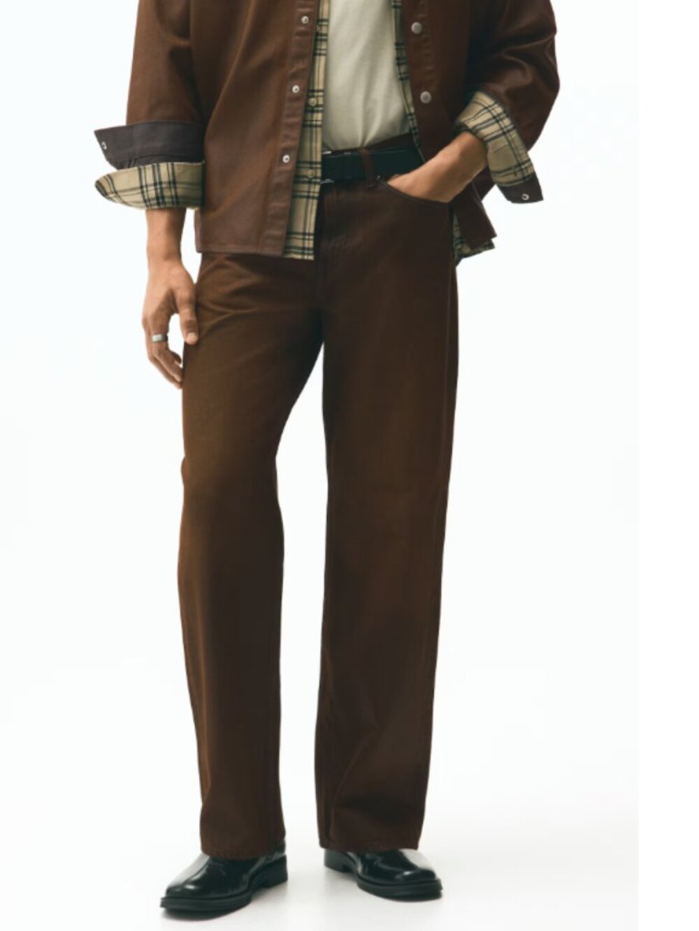 H&M Brown Straight Fit Jeans in W32 L32